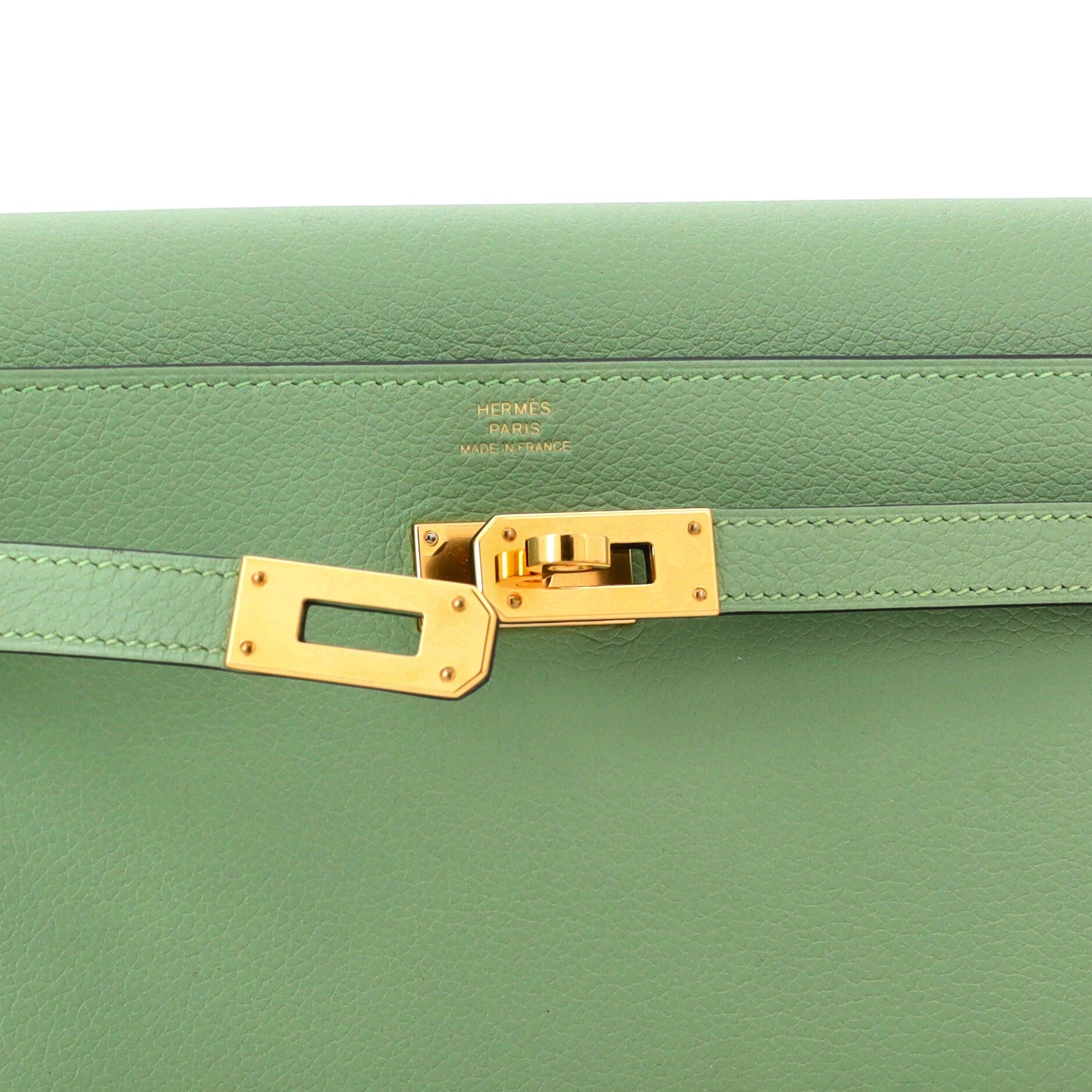 Pre-Owned Hermes Kelly To Go Wallet Evercolor, Alternate, color, Vert Criquet