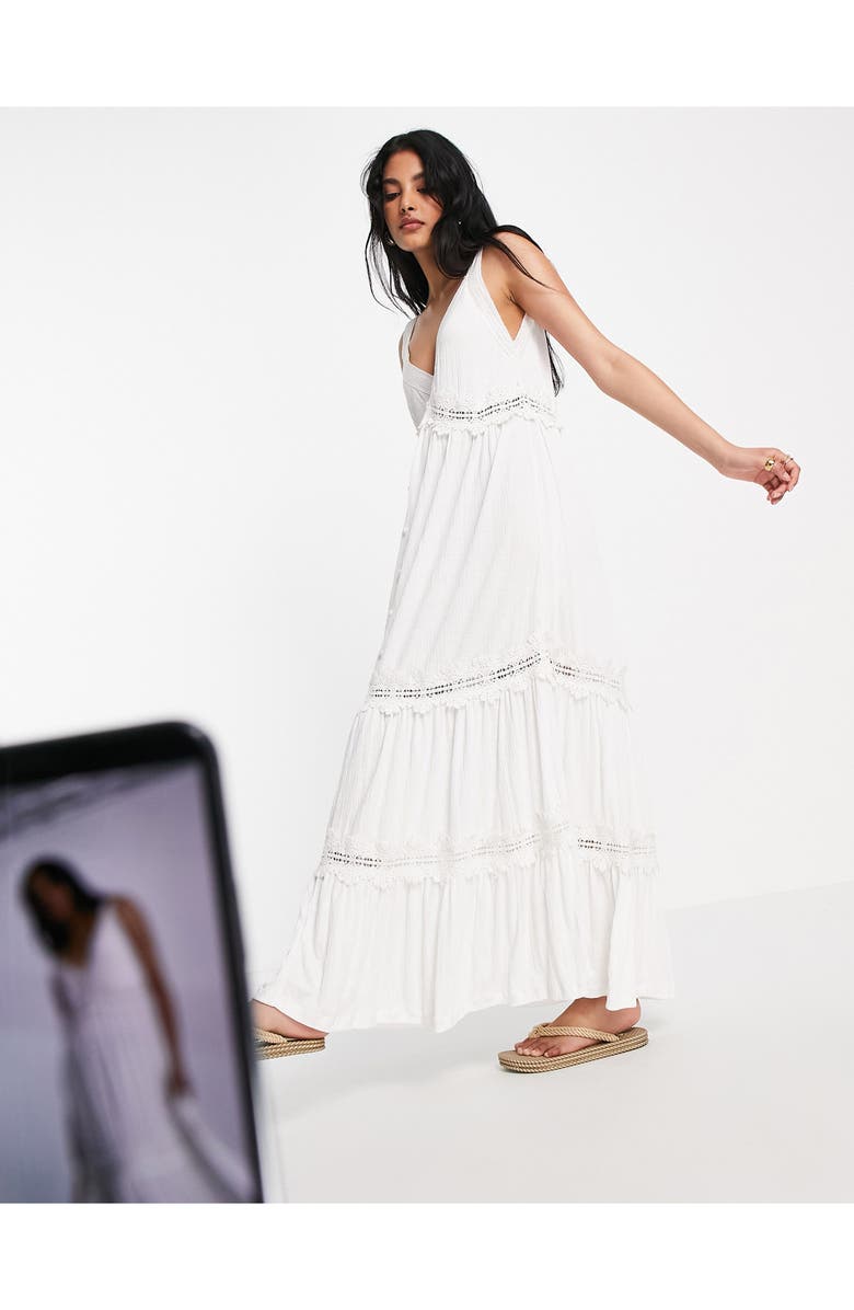 ASOS DESIGN Tiered Maxi Dress, Alternate, color,