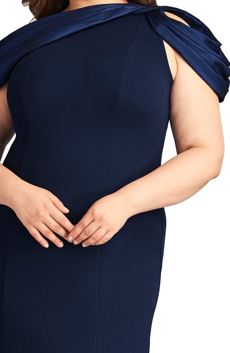 Tadashi Shoji One-Shoulder Mermaid Gown, Alternate, color, Navy