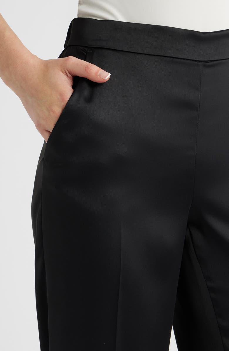 Anne Klein Satin Wide Leg Pants, Alternate, color, Anne Black