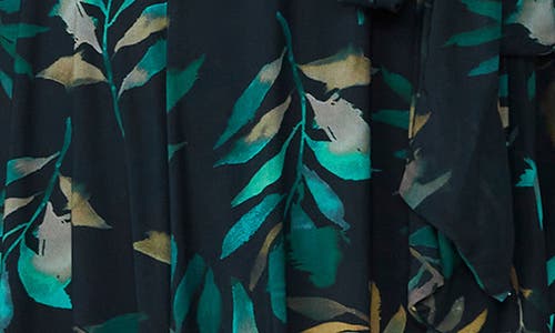 Estelle Foliage Whisper Long Sleeve Midi Dress In Green