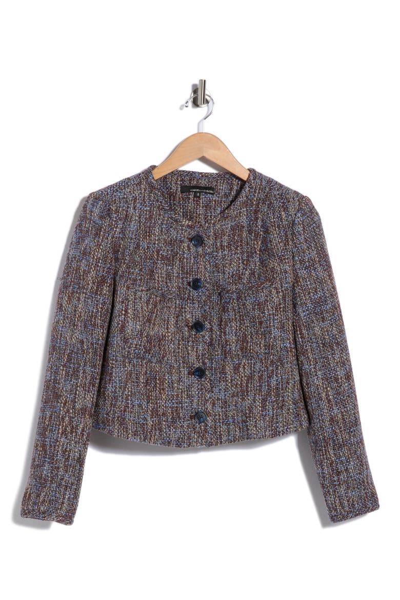 Bouclé Tweed Jacket, Main, color, BLUE BROWN MULTI