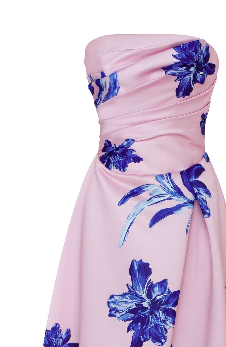 Milla Dainty pink A-line maxi dress with blue-flowered pattern, Alternate, color, Pink-Blue