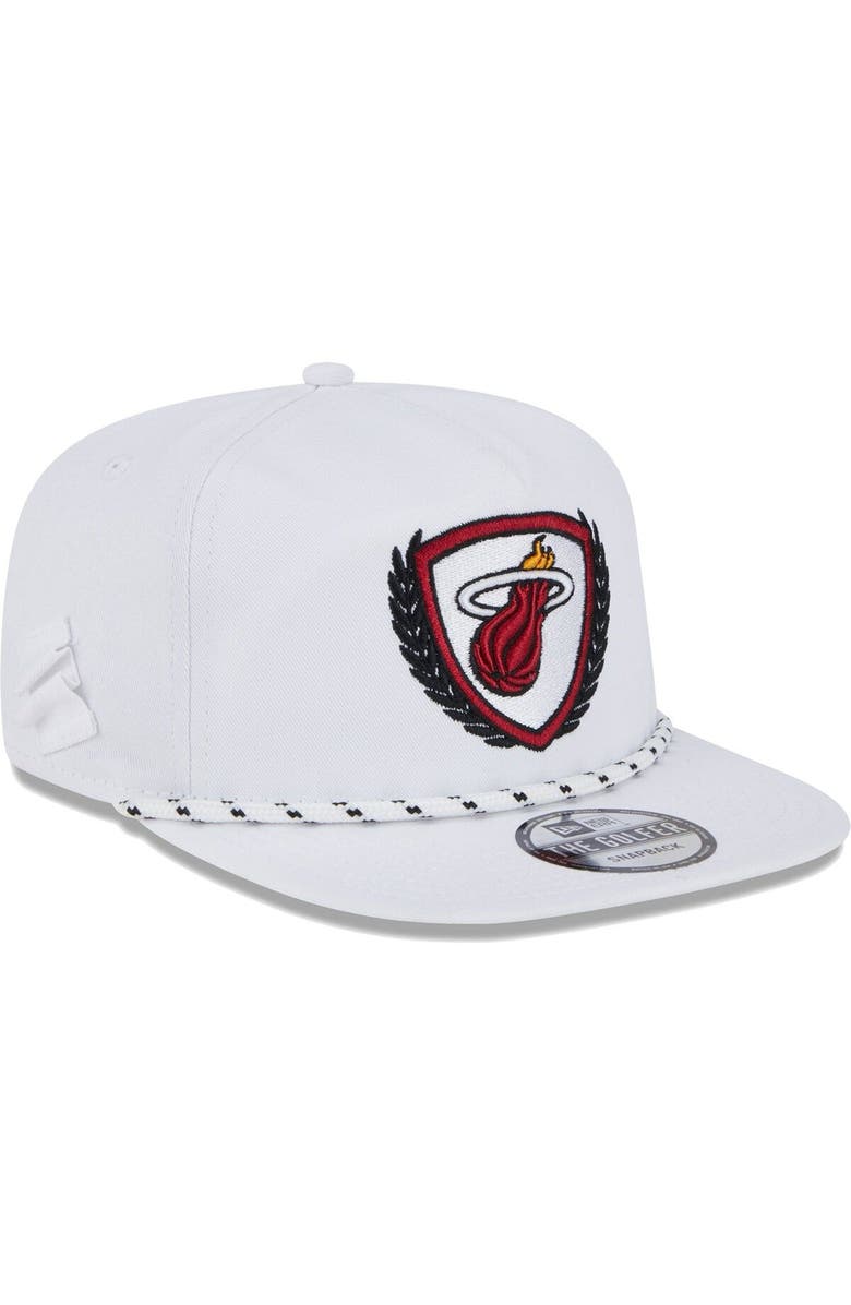 New Era Men's New Era  White Miami Heat The Golfer Crest Snapback Hat, Alternate, color, 