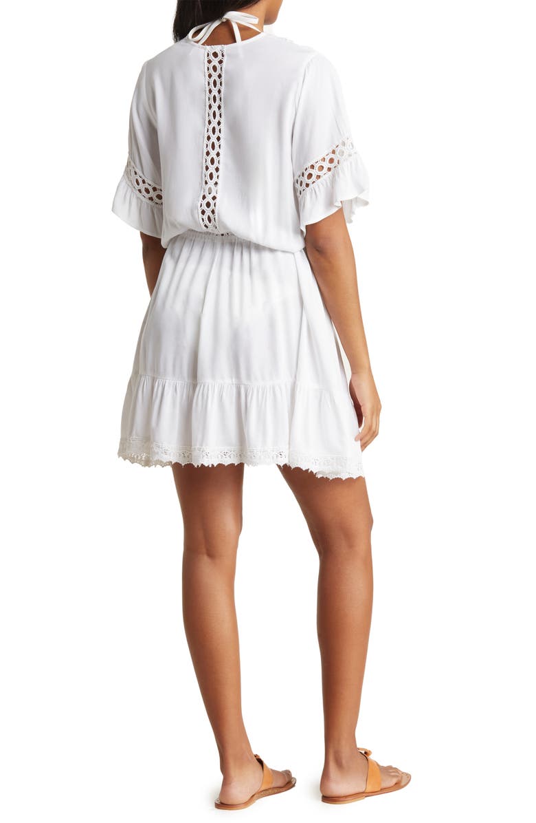 BOHO ME Crochet Lace Trim Cover-Up Tunic, Alternate, color, White