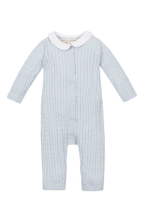 Baby Organic Peter Pan Collar Sweater Romper, Infant