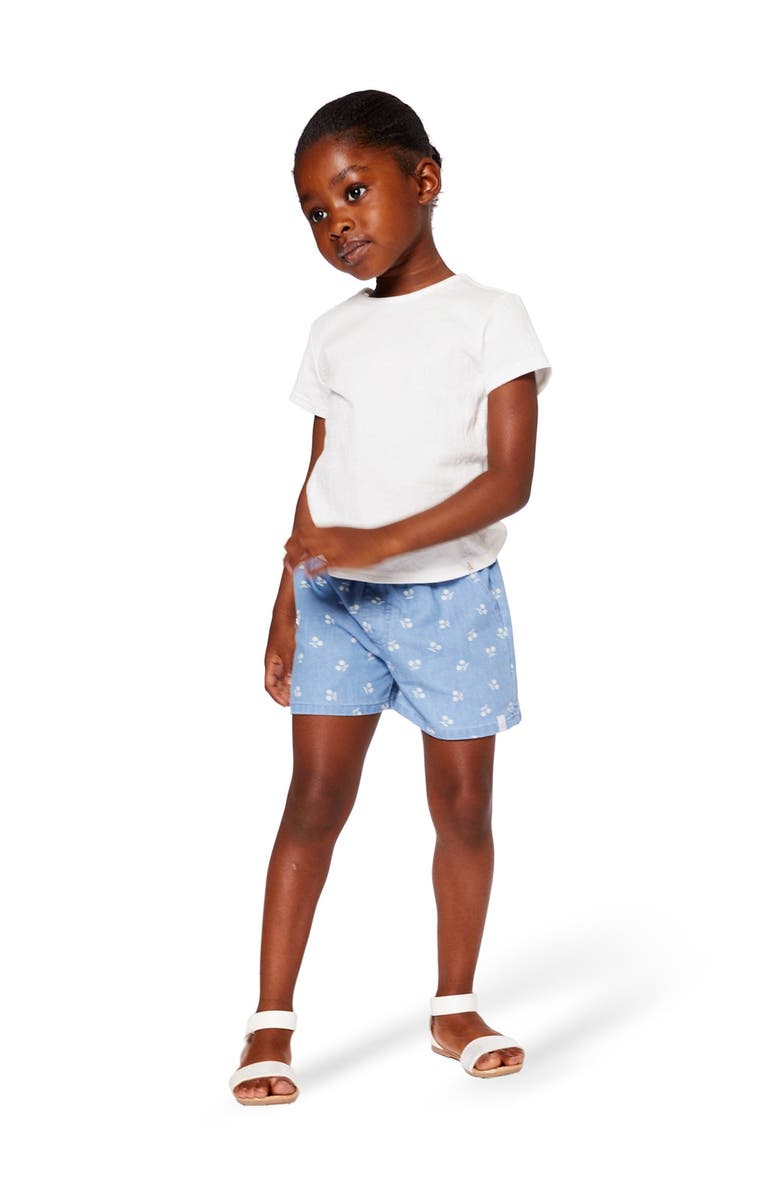 Deux par Deux Baby Girl's Printed Chambray Short Blue And White Cherries, Alternate, color,