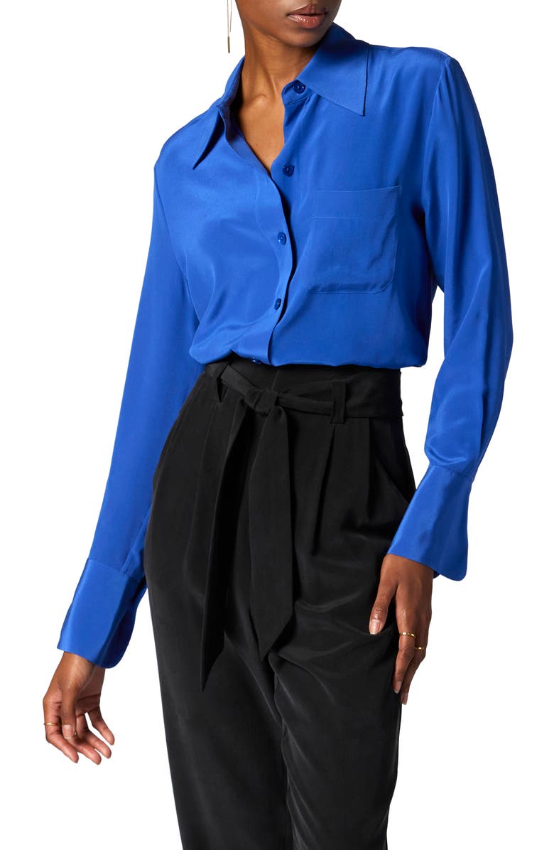 Equipment Quinne Silk Button-Up Shirt, Main, color, Surrealist Blue