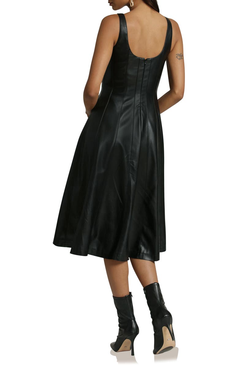 Avec Les Filles Faux-Ever Leather<sup>™</sup> Fit & Flare Dress, Alternate, color, Black