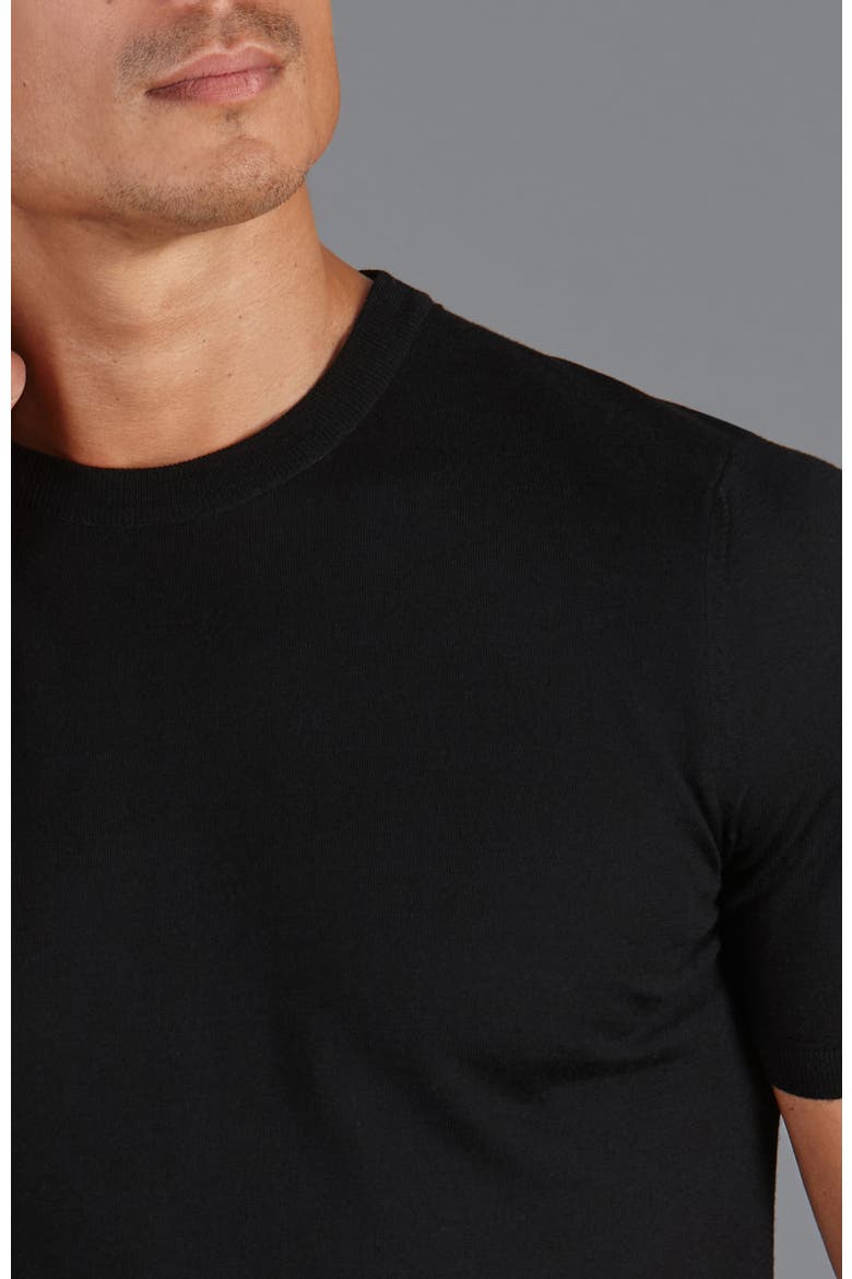 Superfine Merino Wool Knitted T-Shirt, Alternate, color, Black