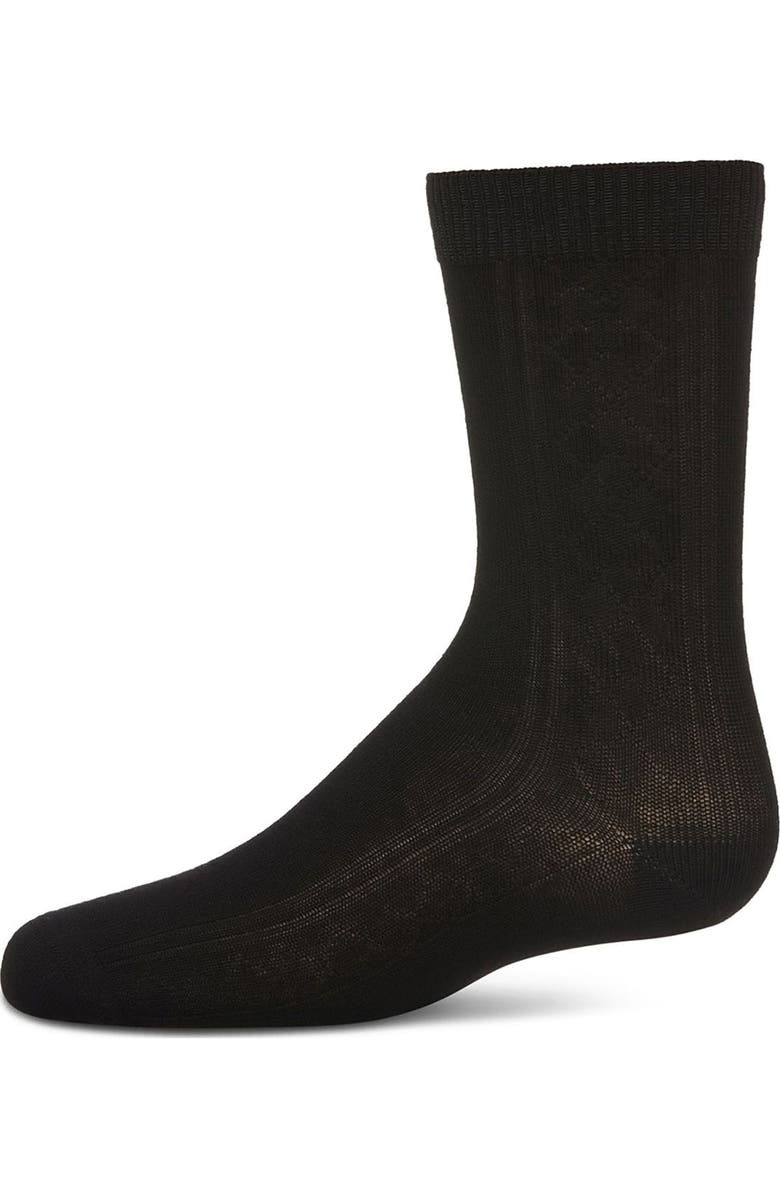 MeMoi Clocking Argyle Crew Socks, Main, color, Black