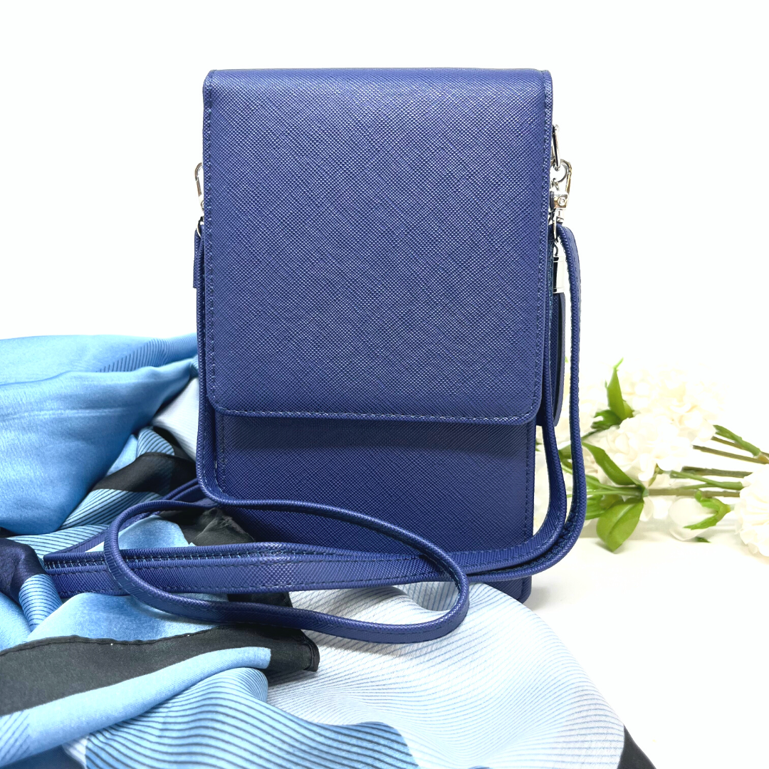 Vegan Saffiano Leather Crossbody Purse, Alternate, color, Blue