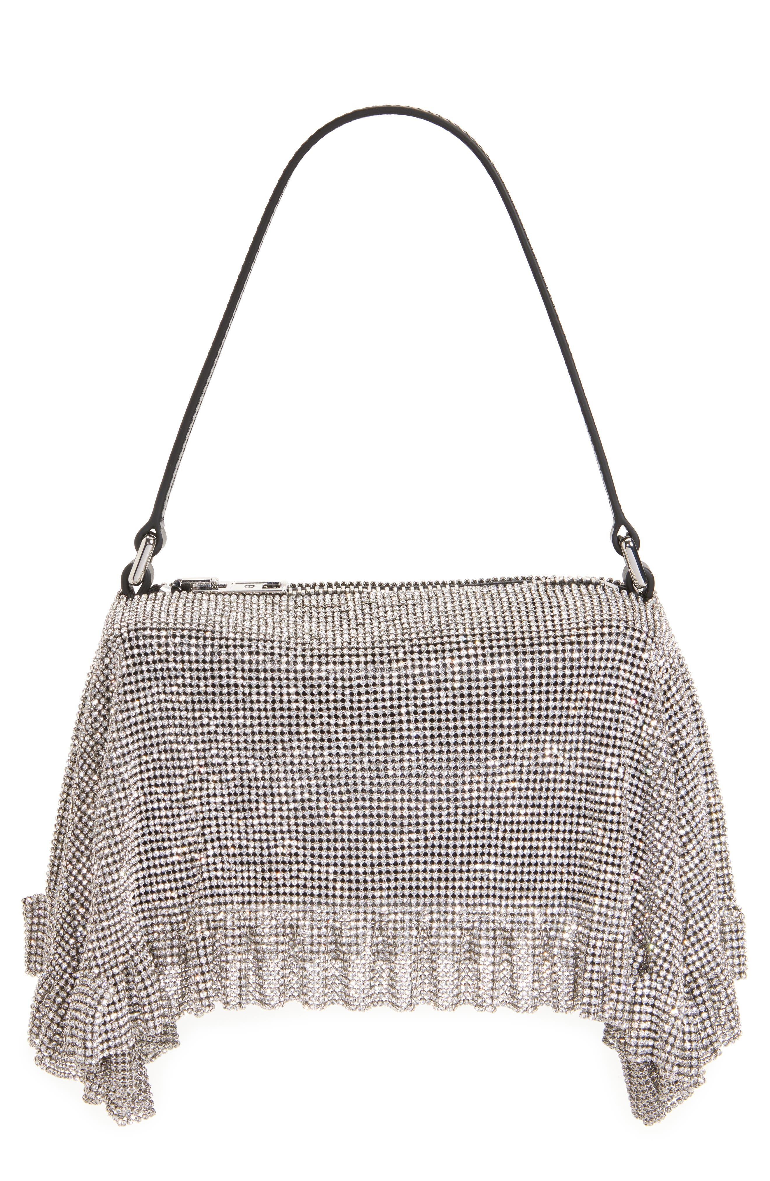 Alexander Wang Divina Crystal Mesh Pochette Top Handle Bag, Main, color, Silver