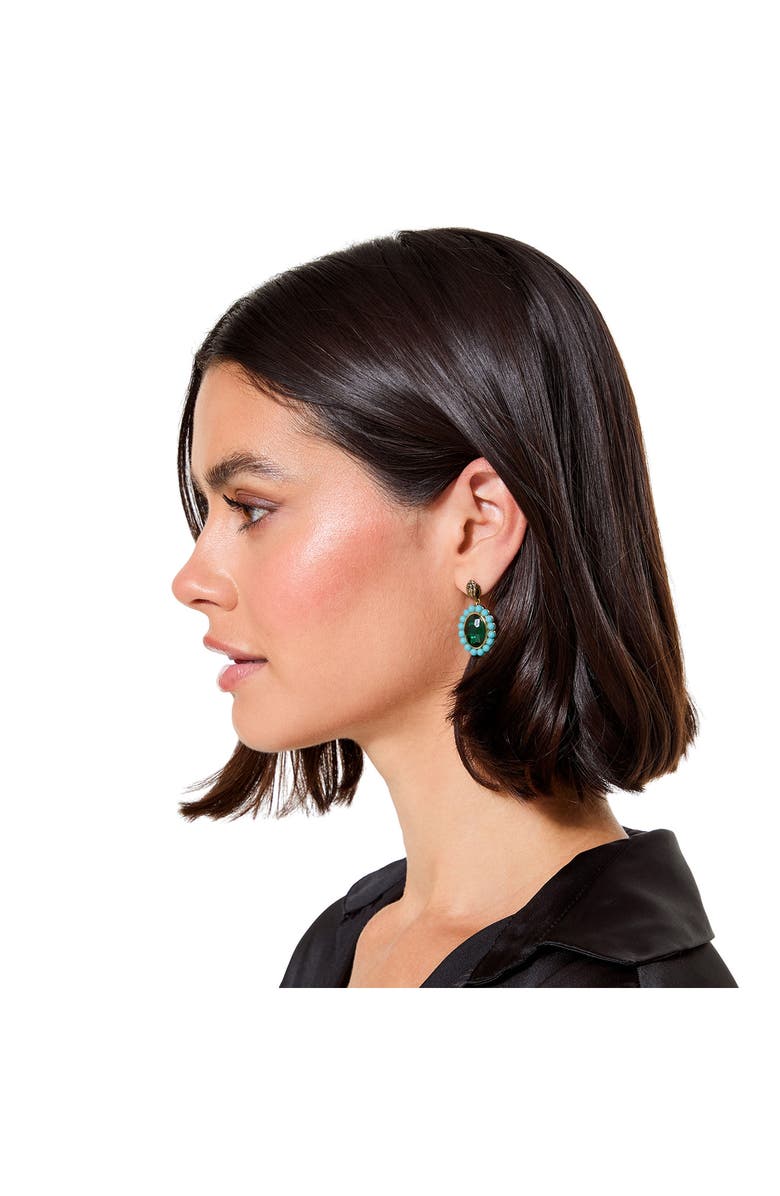 Kurt Geiger London Eagle Crystal Drop Earrings, Alternate, color, Green
