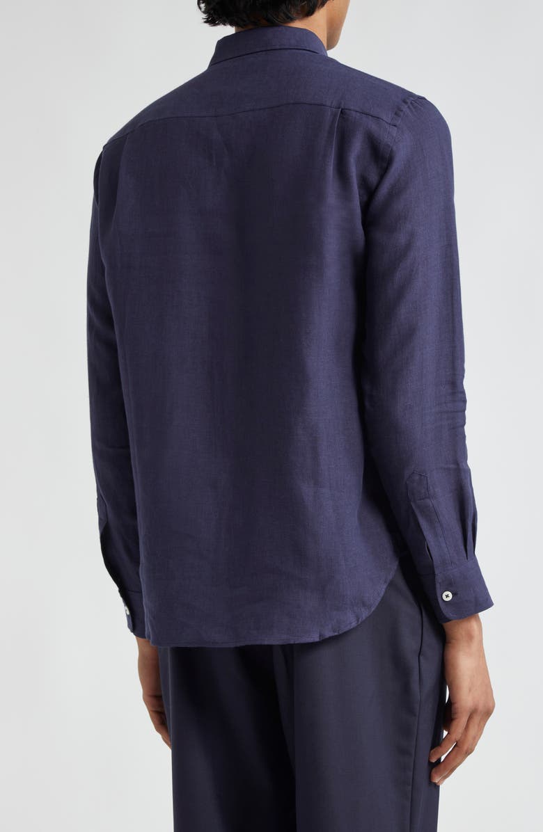 De Bonne Facture Essential Linen Button-Up Shirt, Alternate, color, Dark Navy