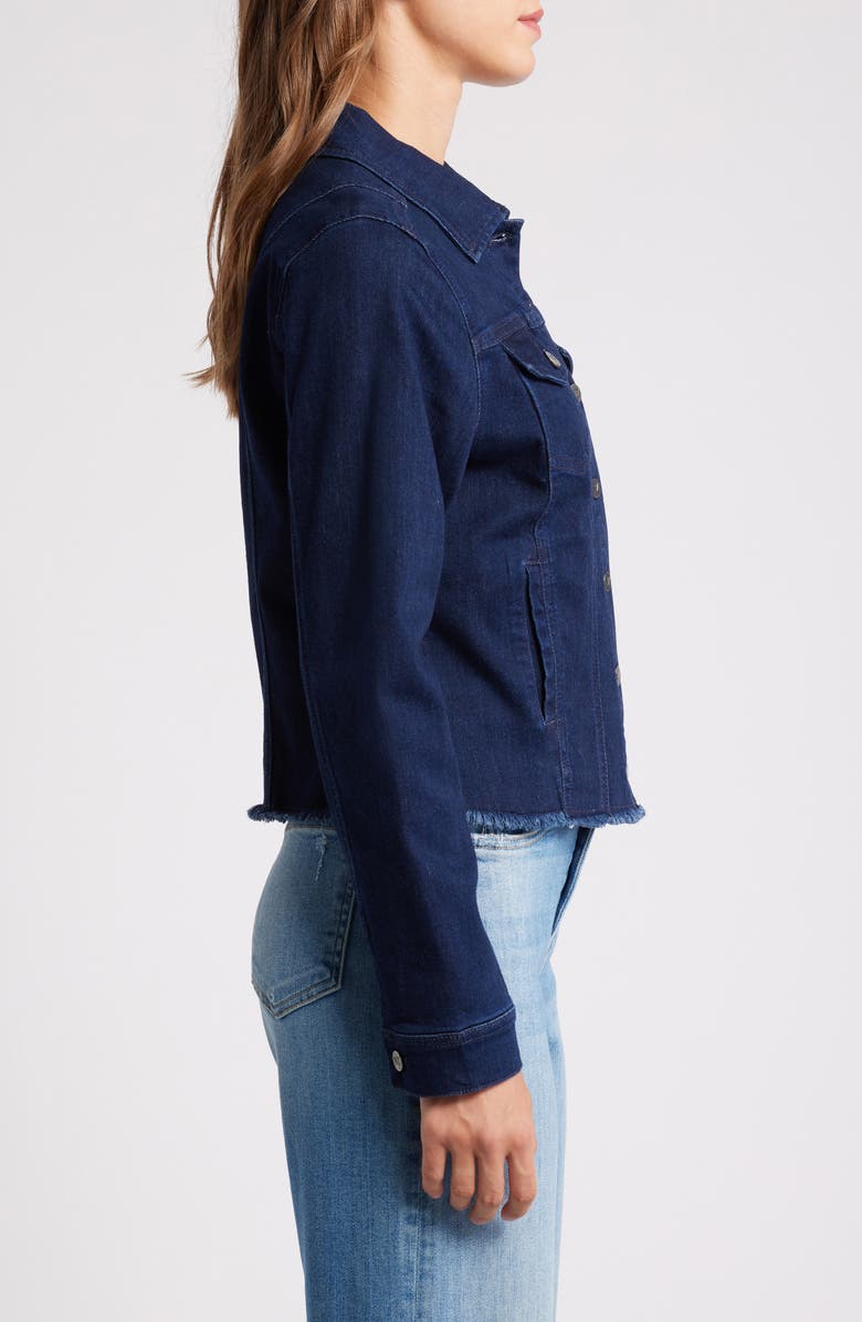 NIC+ZOE Essential Fray Hem Denim Jacket, Alternate, color, Twilight