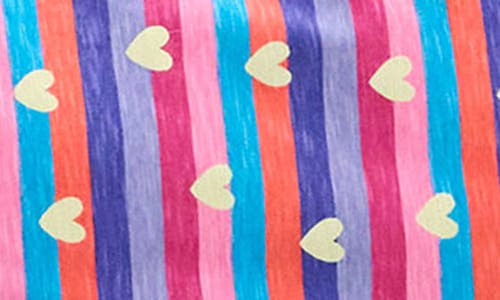 HATLEY HATLEY KIDS' HEART STRIPES COTTON FITTED TWO-PIECE PAJAMAS 