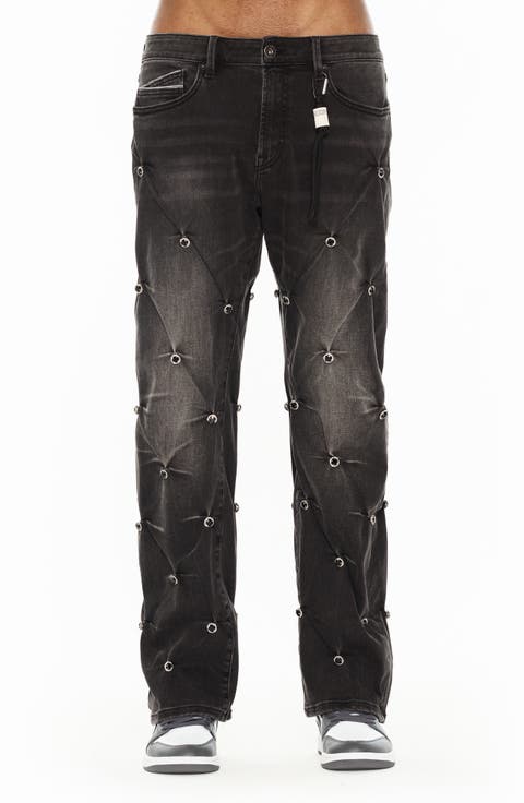 Tufted High Waist Baggy Wide Leg Jeans