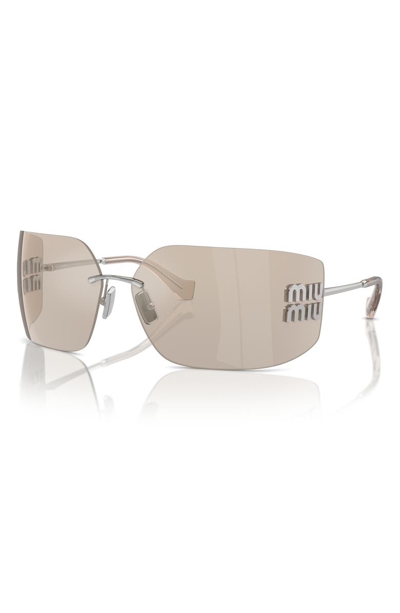 Miu Miu 80mm Oversize Irregular Sunglasses, Alternate, color, Silver