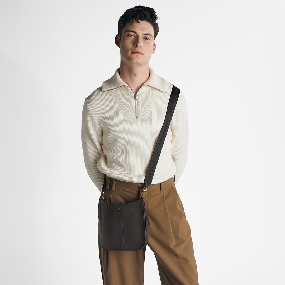 MAISON de SABRÉ Leather Saddle Bag, Alternate, color, Black Caviar