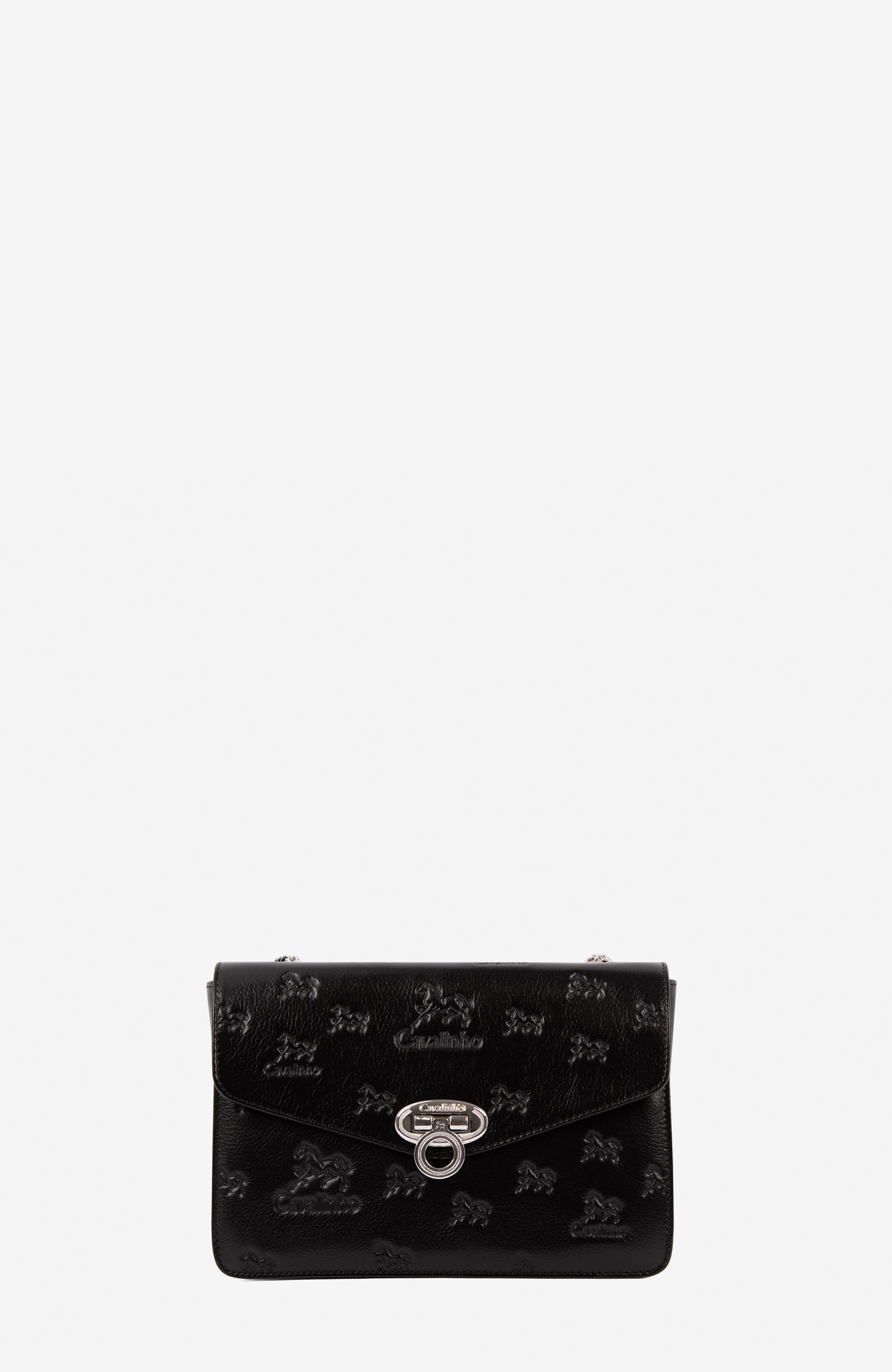 Cavalo Lusitano 260 Embossed Leather Shoulder Bag, Main, color, Black
