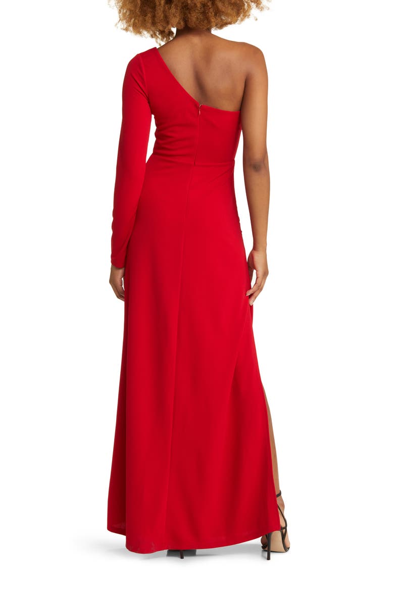 One to Cherish One-Shoulder A-Line Gown, Alternate, color, RED