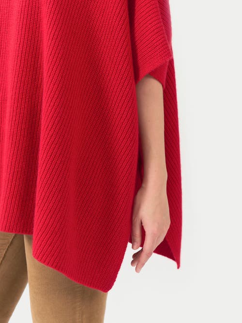 Gobi Mongolian Cashmere Organic Colour Rib-knit Cashmere Poncho In Red