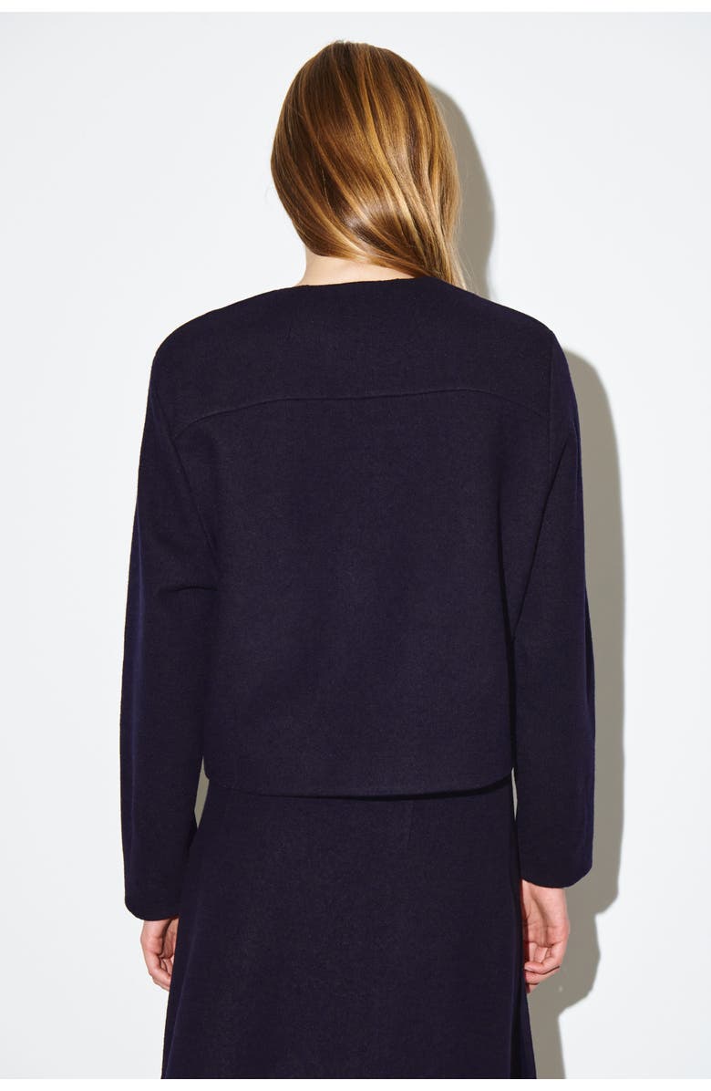 COS Boiled Merino Wool Cardigan, Alternate, color, Navy