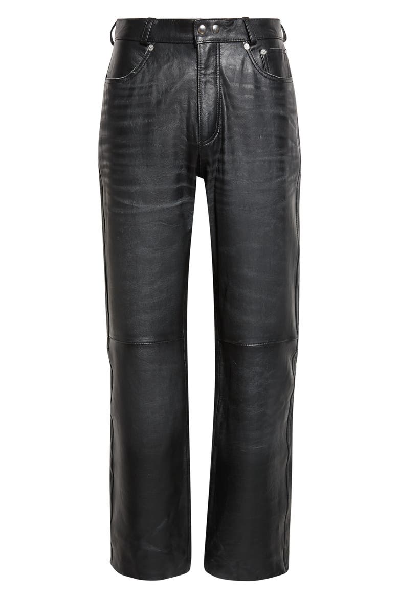 Carlson Cut Five-Pocket Leather Jeans, Alternate, color, WHISKER BLACK BUFFED LAMBSKIN