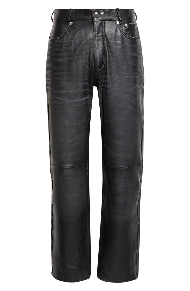 OUR LEGACY Carlson Cut Five-Pocket Leather Jeans, Main, color, Whisker Black Buffed Lambskin