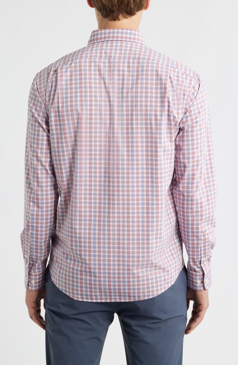 johnnie-O Brantley Plaid Performance Button-Down Shirt, Alternate, color, Malibu Red