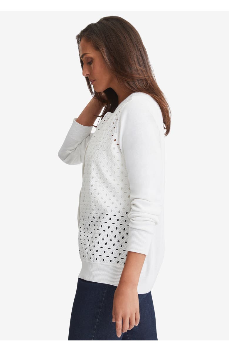 Jessica London Fine Gauge Eyelet Cardigan, Alternate, color, Black Gold