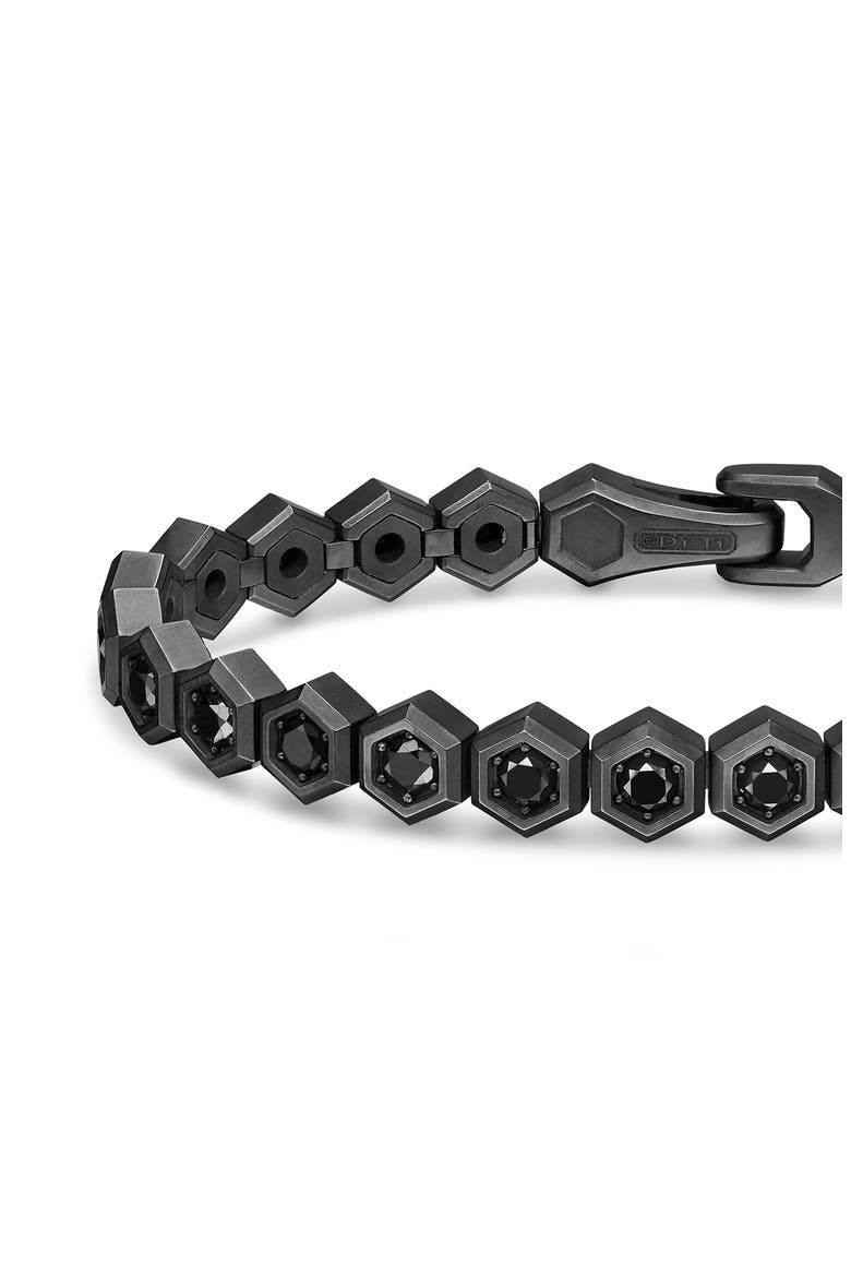 Men's Hex Pavé Tennis Bracelet in Black Titanium with Black Diamonds, Alternate, color, ALTERNATIVE MATERIAL