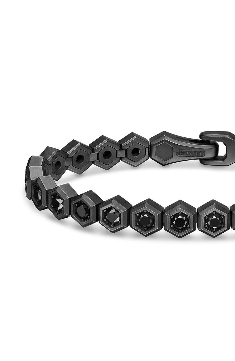 David Yurman Men's Hex Pavé Tennis Bracelet in Black Titanium with Black Diamonds, Alternate, color, Black Diamond
