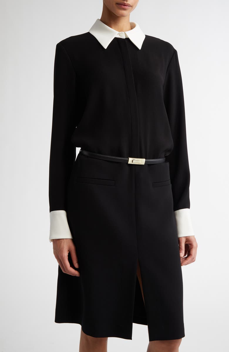 Max Mara Studio Dinar Contrast Trim Long Sleeve Shirtdress, Alternate, color,