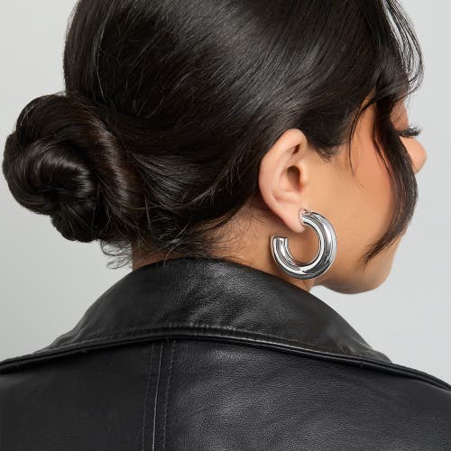 Bcbg Chunky Silver-tone Hoop Earrings In Silver