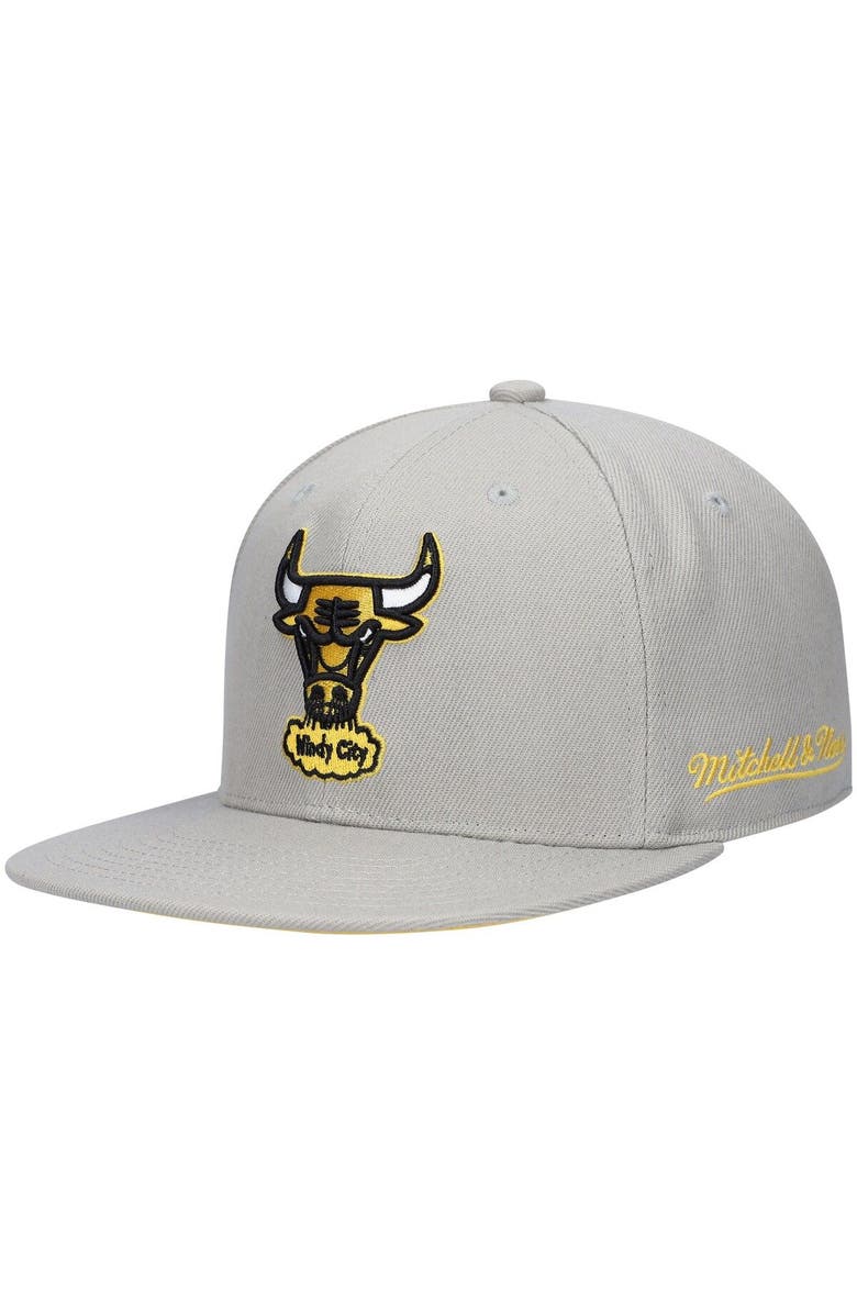 Mitchell & Ness Men's Mitchell & Ness Gray Chicago Bulls Hardwood Classics 1998 NBA Finals Sunny Gray Fitted Hat, Alternate, color,