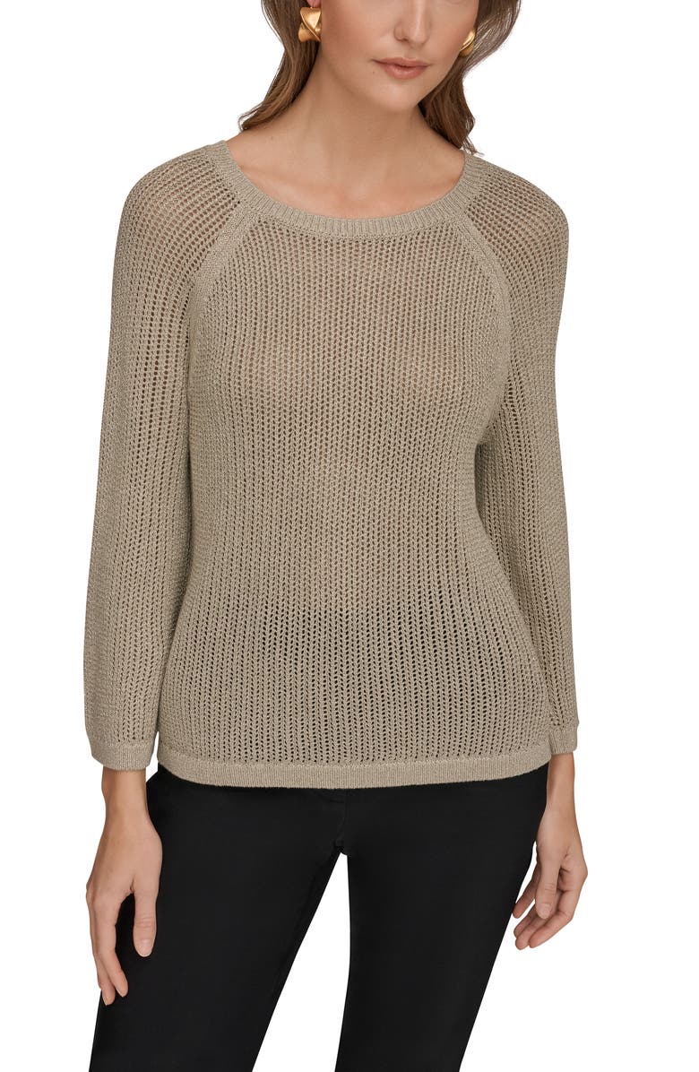 Donna Karan New York Metallic Sheer Sweater, Main, color, Tuscan Grey