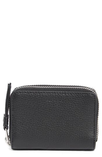 Allsaints Fetch Leather Card Wallet In Black