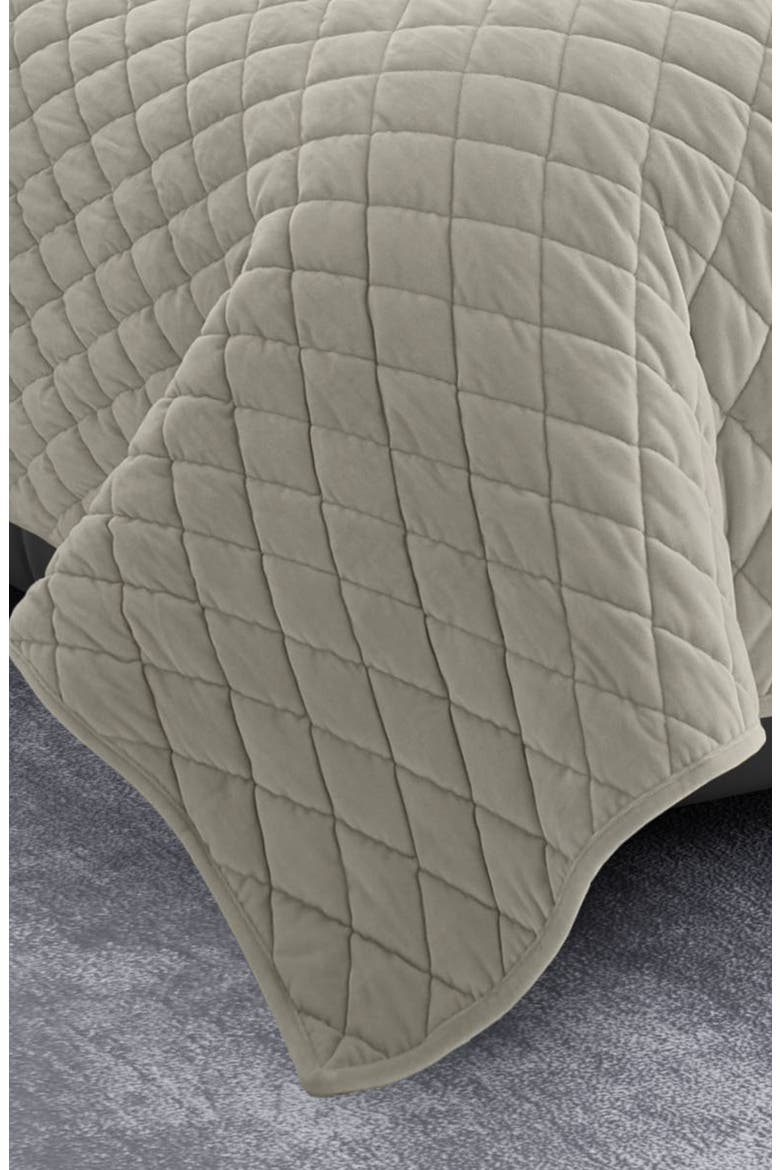 Diamond Velvet Quilt & Sham Set, Alternate, color, PUTTY
