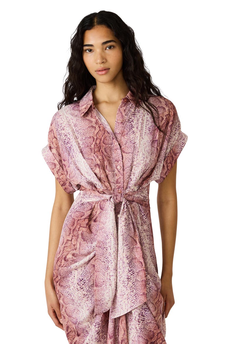 Tori Snakeskin Print Shirtdress, Alternate, color, PINK SNAKE