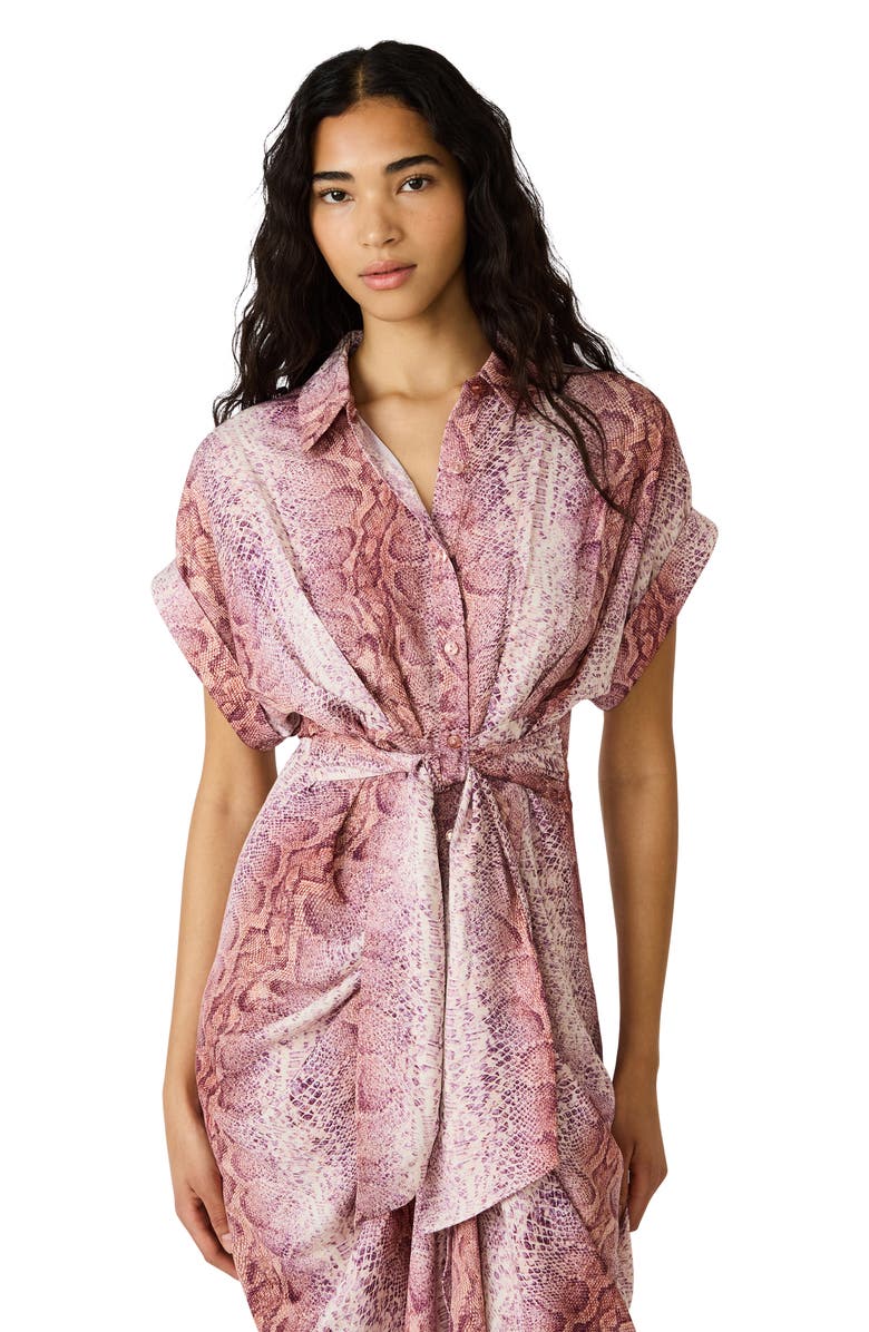 Steve Madden Tori Snakeskin Print Shirtdress, Alternate, color, Pink Snake