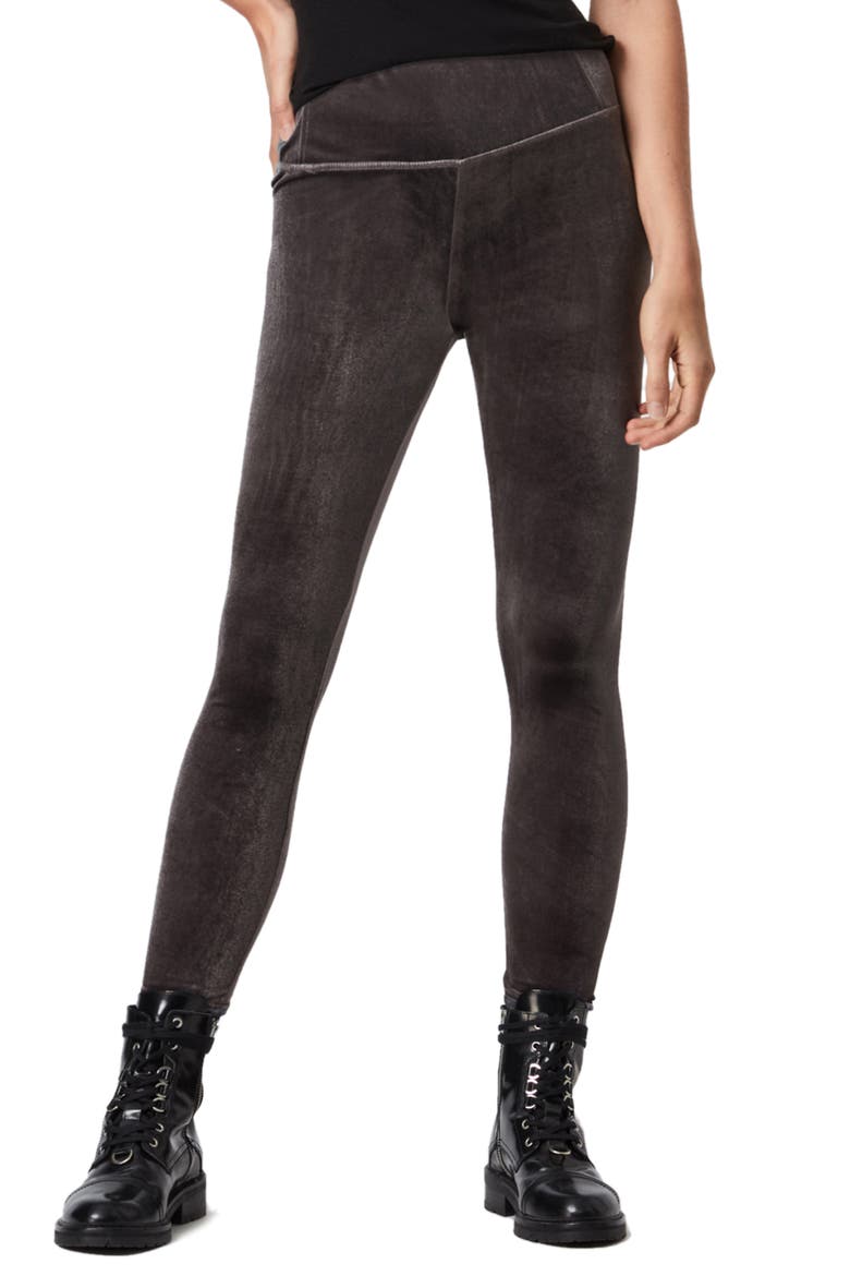 Cora High Waist Velvet Leggings, Main, color, DARK GREY