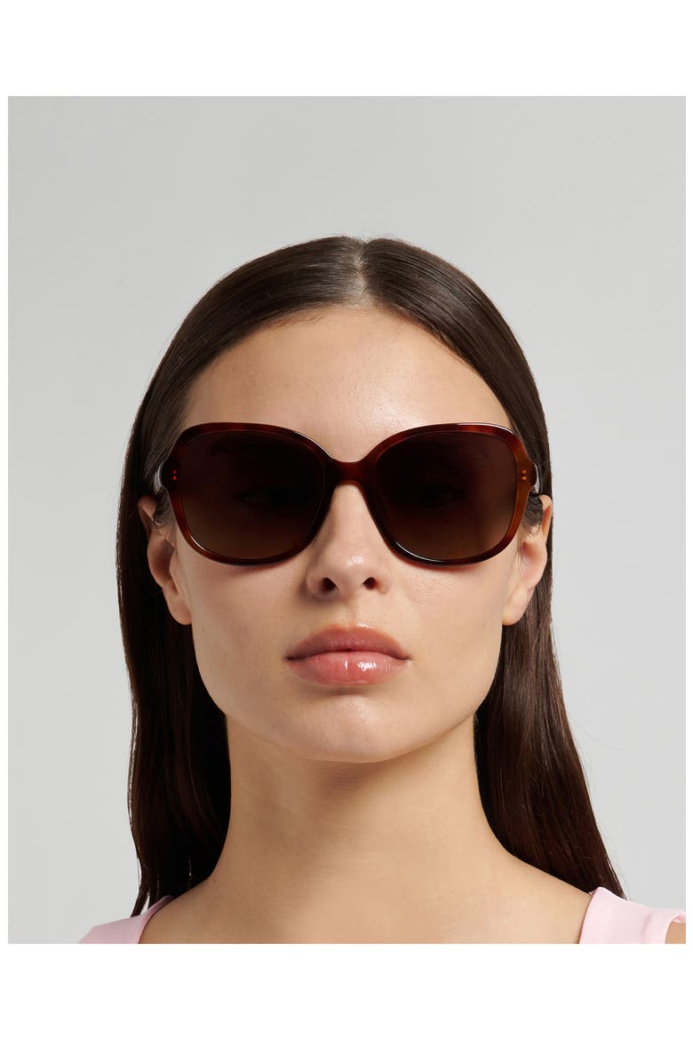eliza 57mm gradient round sunglasses, Alternate, color, HAVANA/ BROWN