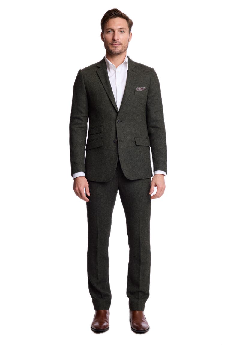 Dover Slim Fit Notch Lapel Suit Jacket, Alternate, color, GREEN BLACK HERRINGBONE