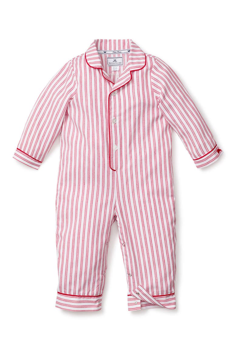 Stripe One-Piece Pajamas, Main, color, RED