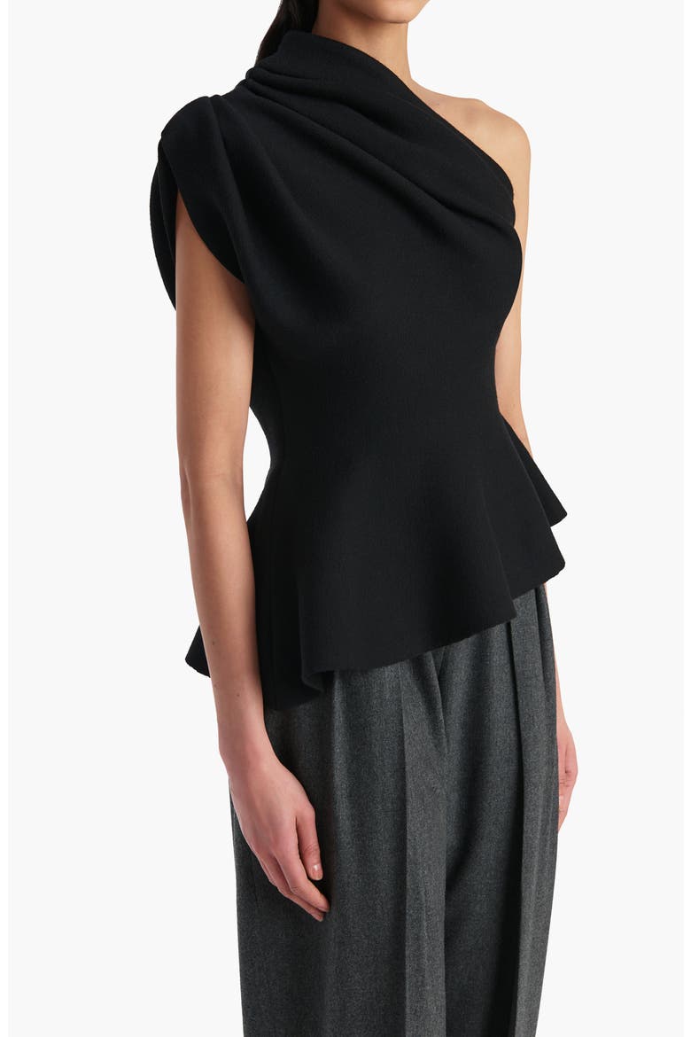 Aimee One-Shoulder Top, Alternate, color, BLACK