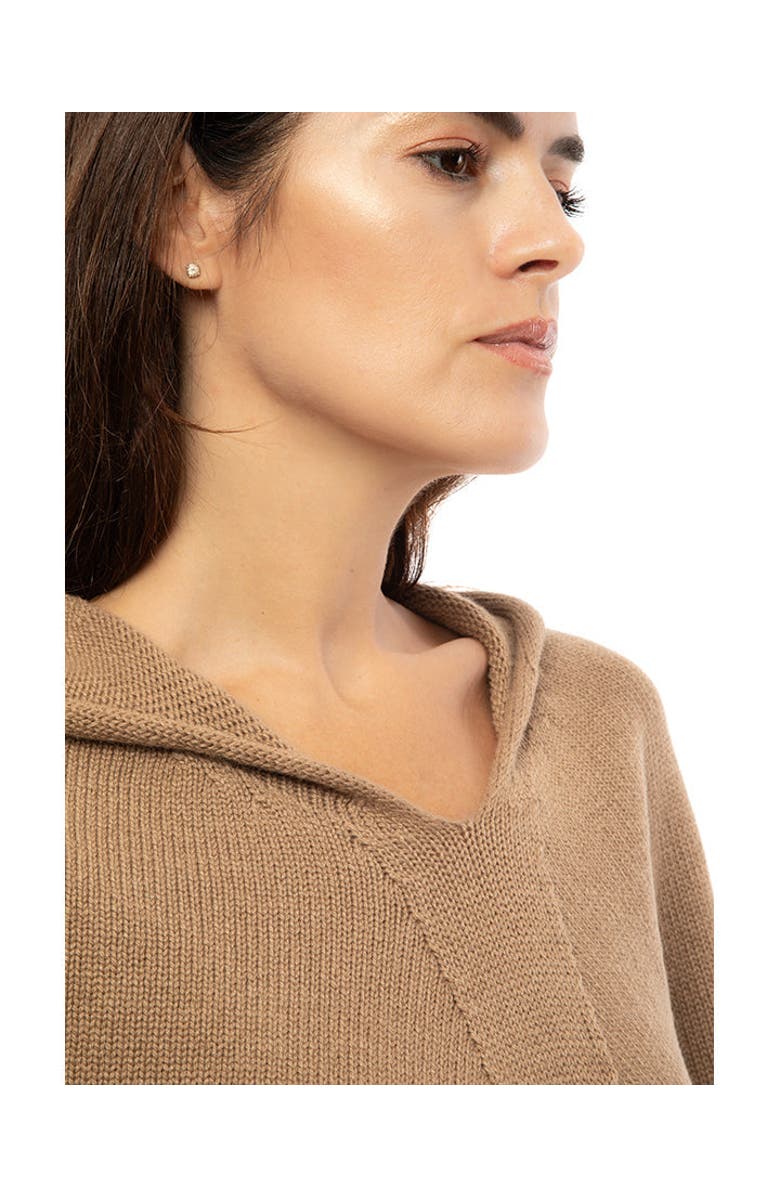 Monticelli Cashmere Pure Cashmere Hooded Poncho, Alternate, color, Black