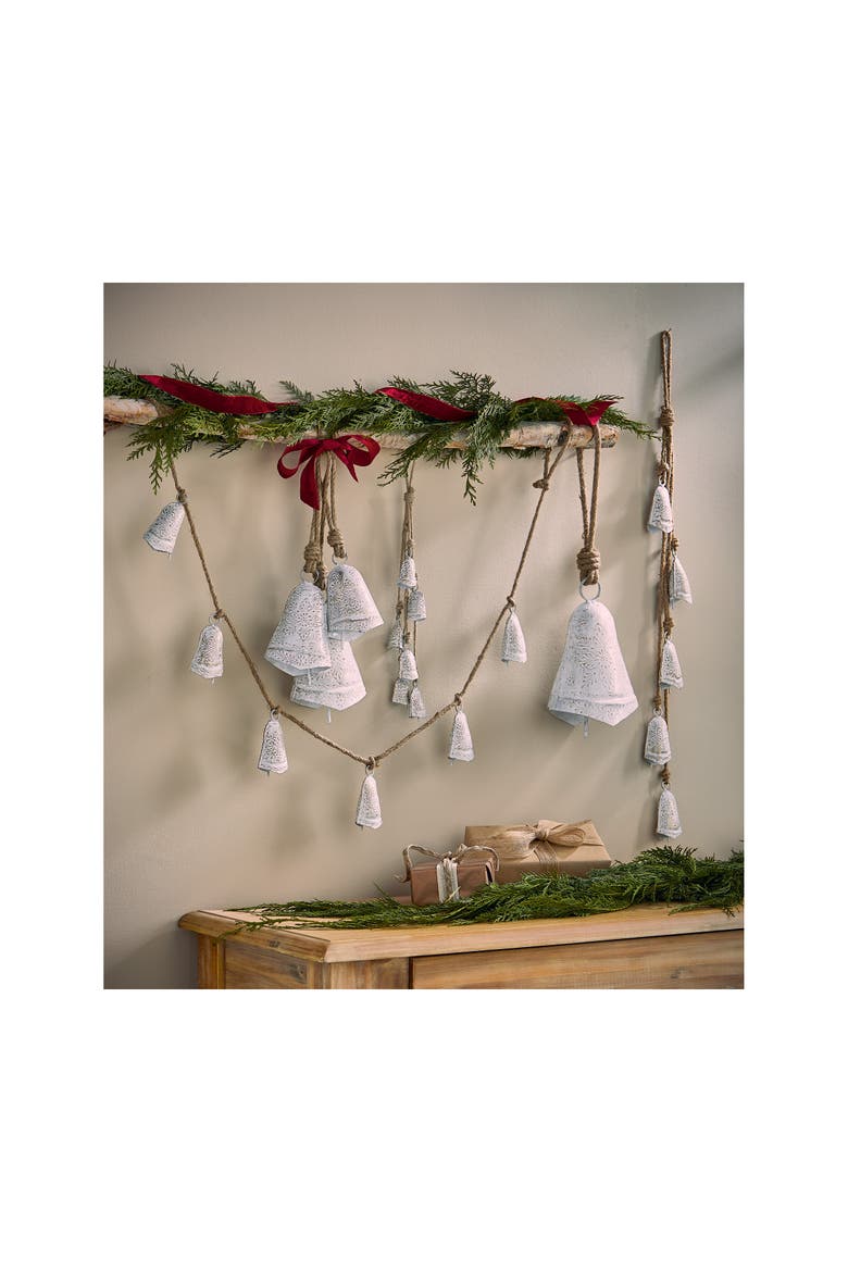 Balsam Bell Jute Rope Swag Decorative Bells Antique White, Alternate, color, White