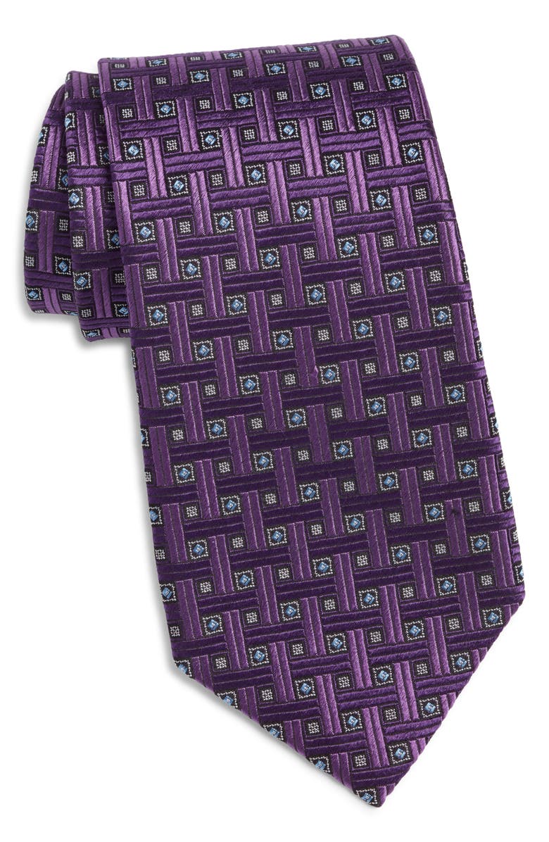 Nordstrom Geometric Jacquard Silk Tie, Main, color, Purple